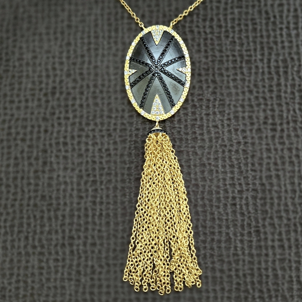 Freida Rothman Long Starburst🎇 Necklace with Gold💛 Chain⛓️ Tassel - NWT - Picture 15 of 16